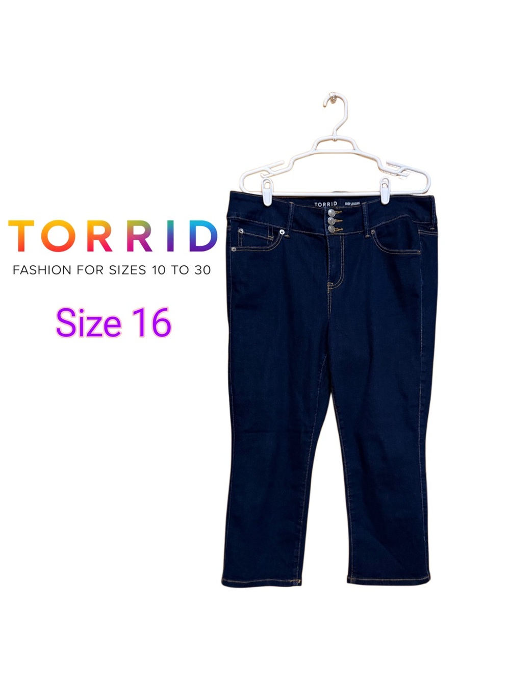 💙💫 NWOT Torrid Crop Jegging Size 16 Dark Wash Super Soft Stretch Denim 👖